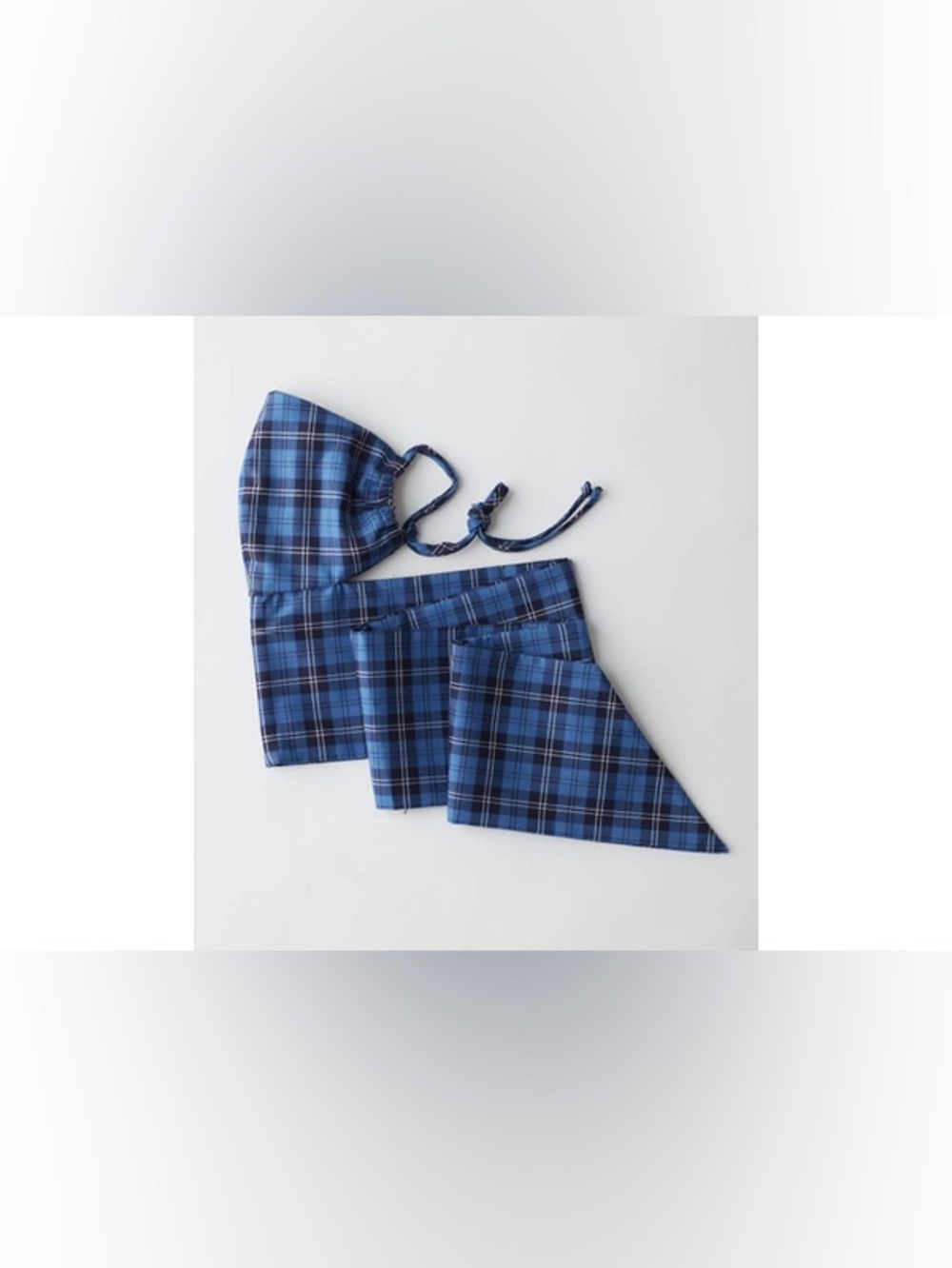 Tibi Face Mask Scarf Blue Plaid